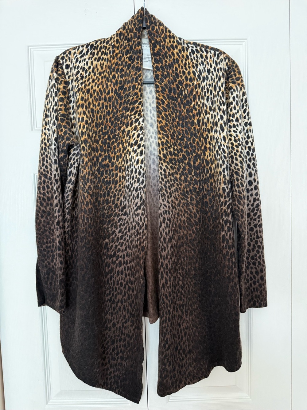 Neiman Marcus Leopard Gradient Cashmere Cardigan